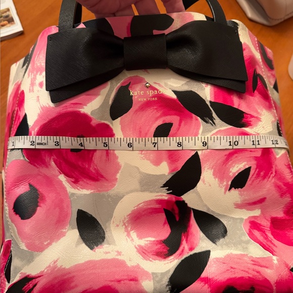 Kate Spade Floral Print Tote Bag with Black Bow - Pink/White - Picture 10 of 12